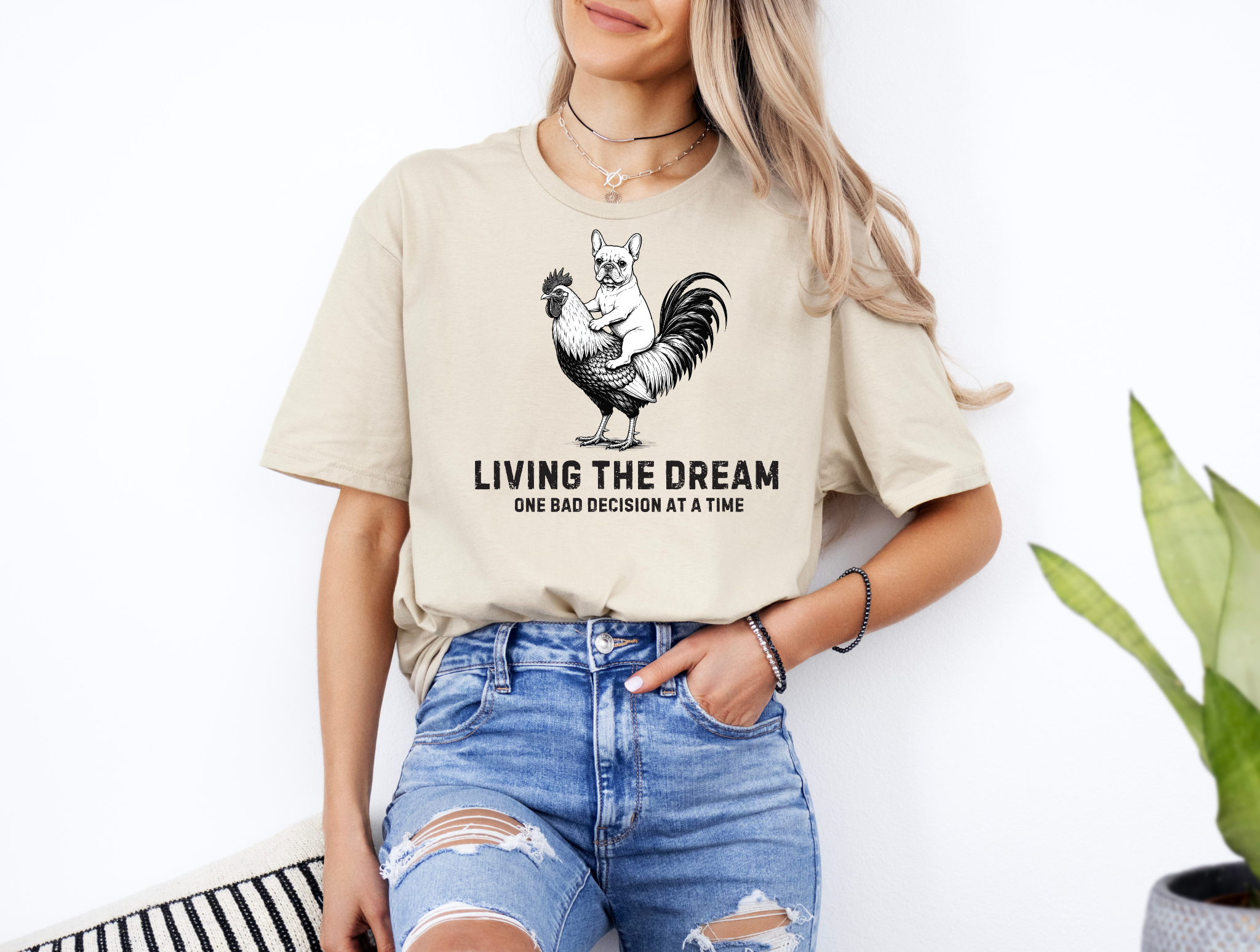 Living The Dream One Bad Decision At A Time Shirt – Funny Chicken Lover Gift, Farm Humor Graphic Tee