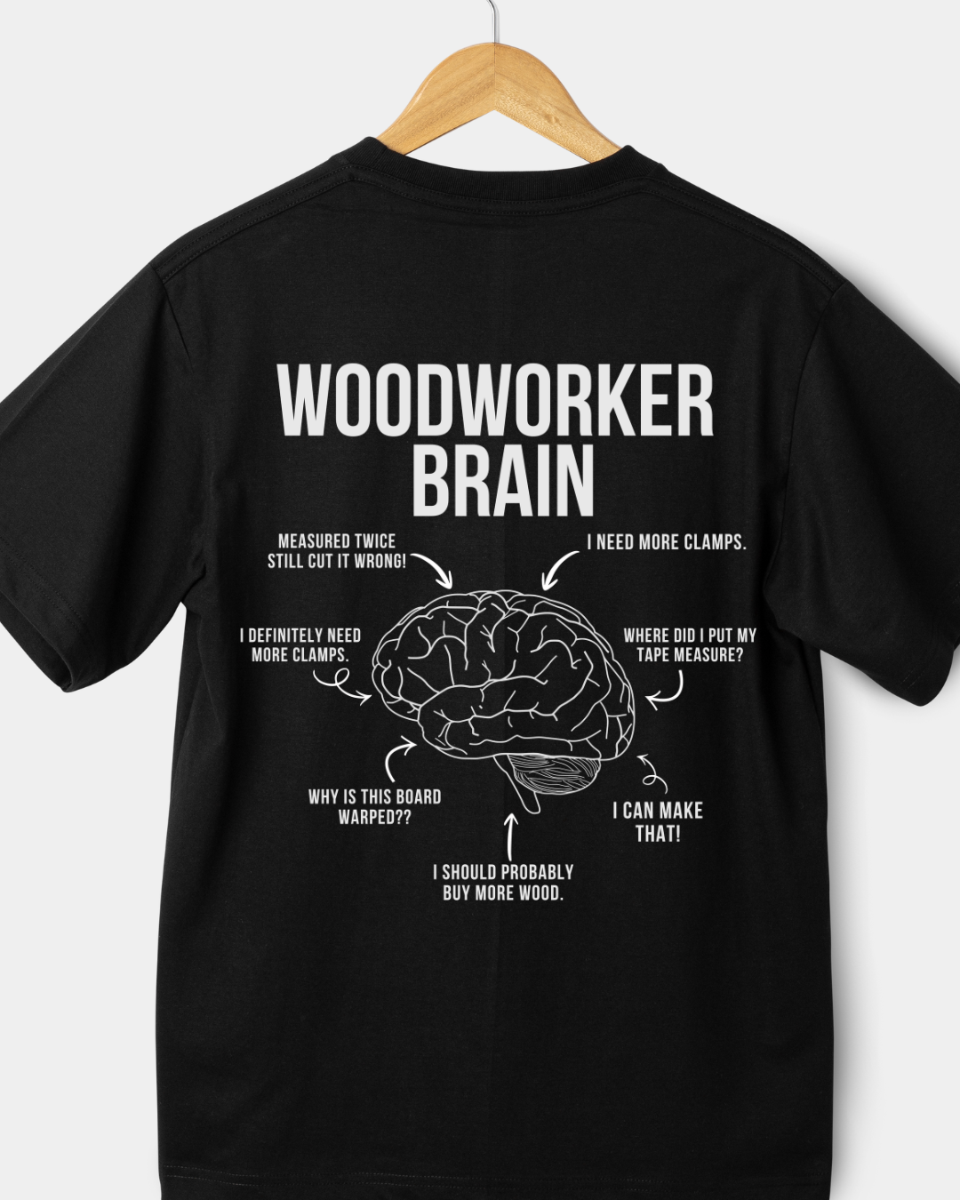 Woodworker Brain Shirt – Funny Woodworking Gift, Carpenter Humor Graphic Tee, Woodworker Life