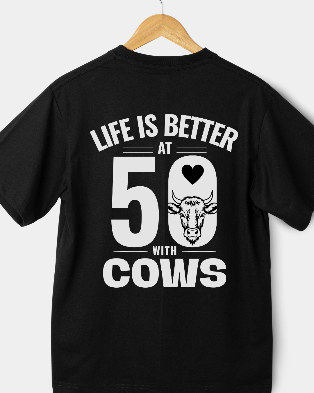 Life Is Better At 50 With Cows Shirt – Funny 50th Birthday Cow Lover Gift, Farm Animal Graphic Tee