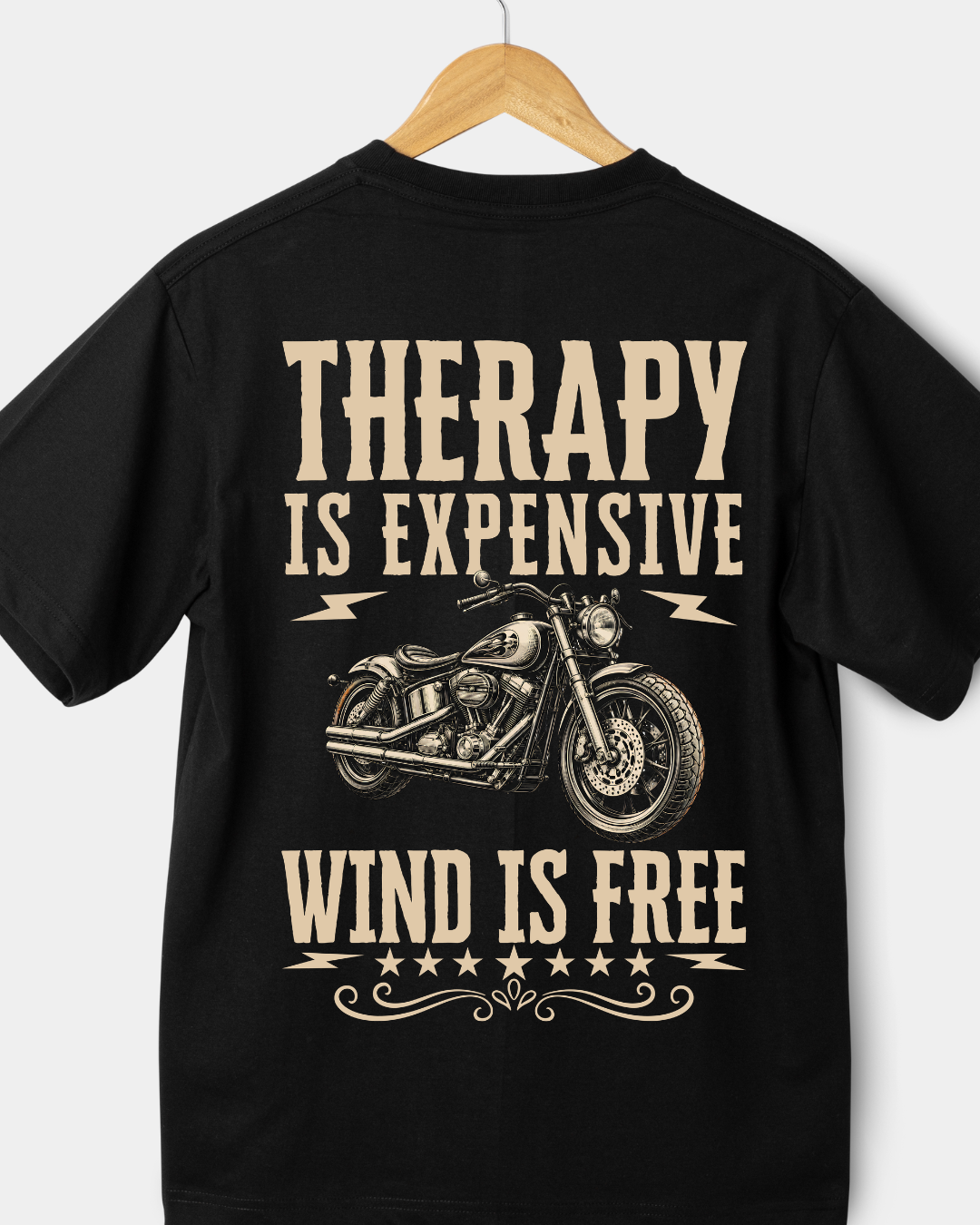 Therapy Is Expensive Wind Is Free Shirt – Funny Motorcycle Rider Gift, Biker Graphic Tee, Vintage Chopper Shirt