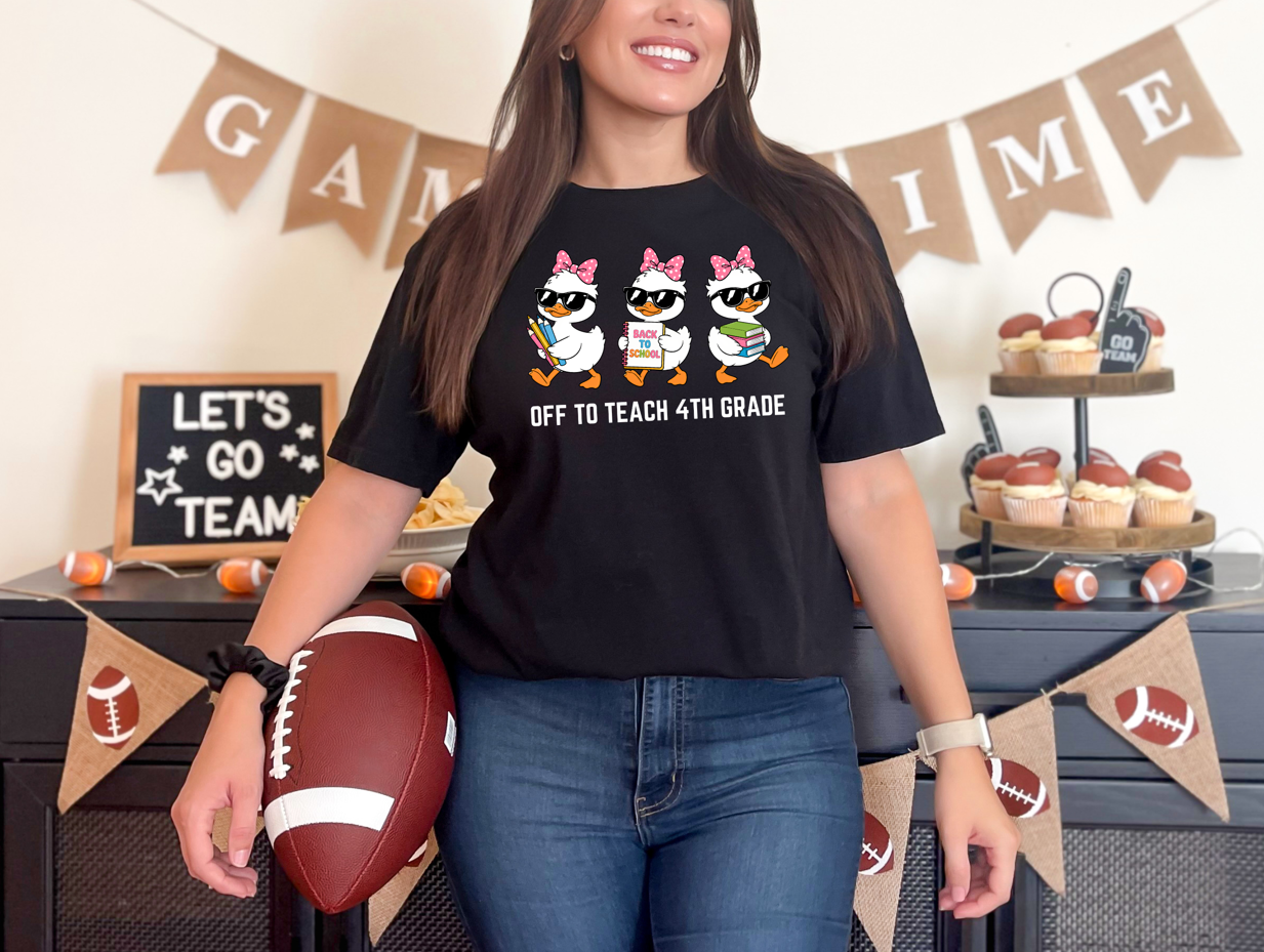 Off To Teach 4th Grade Unisex T-Shirt | Funny 4th Grade Teacher Shirt | Back to School Tee