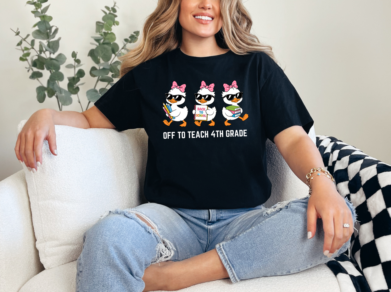 Off To Teach 4th Grade Unisex T-Shirt | Funny 4th Grade Teacher Shirt | Back to School Tee