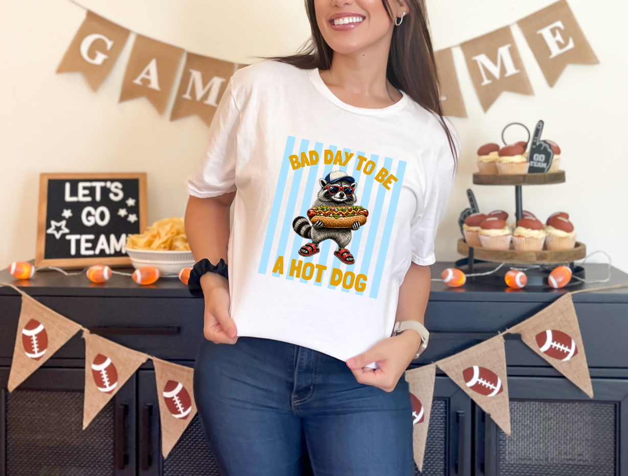 Bad Day To Be A Hot Dog Shirt – Funny Raccoon Hot Dog Graphic Tee, BBQ Lover Gift, Food Humor Shirt
